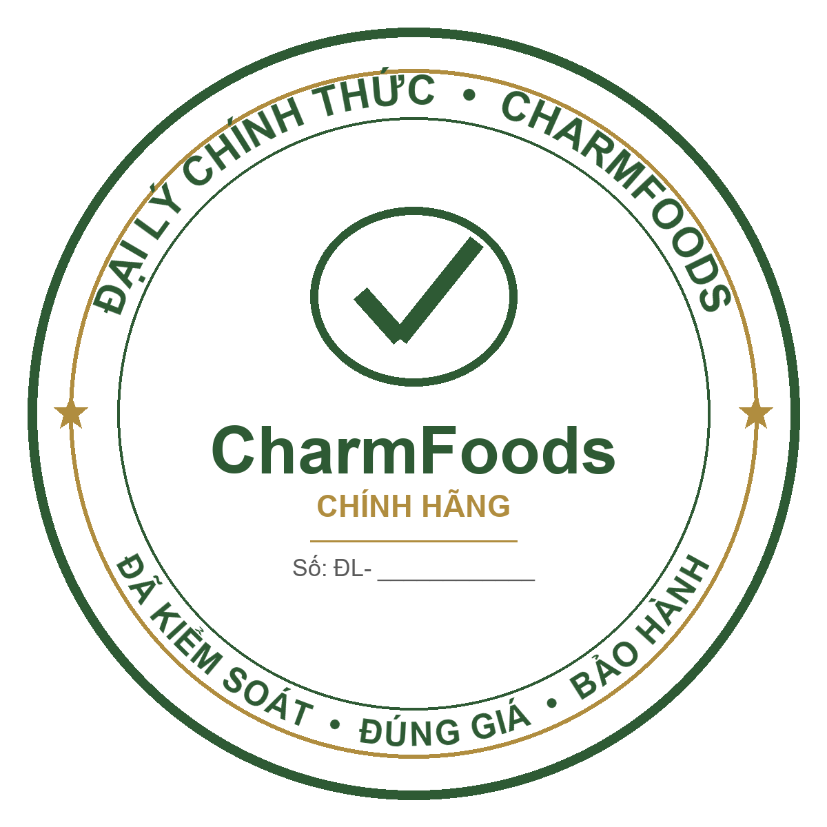 Dấu mộc đại lý chính hãng CharmFoods